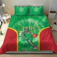 Lithuania Tie Dye Basketball Custom Bedding Set Lietuva Skeleton Green - Wonder Print Shop