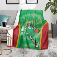 Lithuania Tie Dye Basketball Custom Blanket Lietuva Skeleton Green - Wonder Print Shop