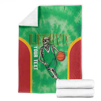 Lithuania Tie Dye Basketball Custom Blanket Lietuva Skeleton Green - Wonder Print Shop