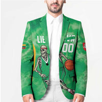Lithuania Tie Dye Basketball Custom Blazer Lietuva Skeleton Green - Wonder Print Shop