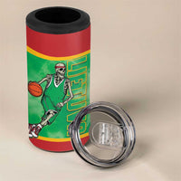 Lithuania Tie Dye Basketball Custom 4 in 1 Can Cooler Tumbler Lietuva Skeleton Green - Wonder Print Shop