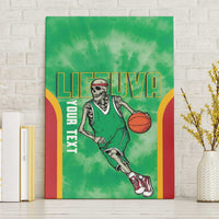 Lithuania Tie Dye Basketball Custom Canvas Wall Art Lietuva Skeleton Green - Wonder Print Shop