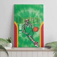 Lithuania Tie Dye Basketball Custom Canvas Wall Art Lietuva Skeleton Green - Wonder Print Shop