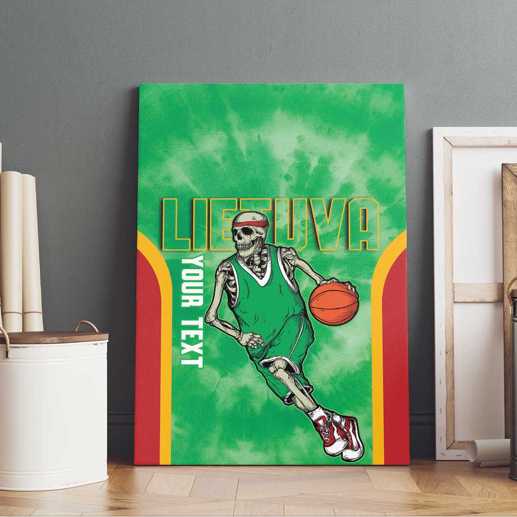 Lithuania Tie Dye Basketball Custom Canvas Wall Art Lietuva Skeleton Green - Wonder Print Shop