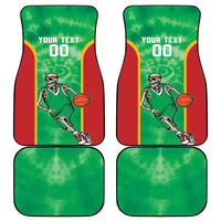 Lithuania Tie Dye Basketball Custom Car Mats Lietuva Skeleton Green - Wonder Print Shop