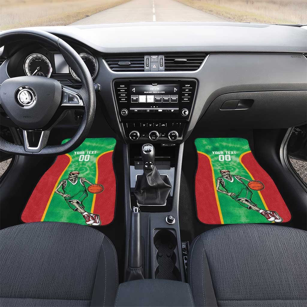 Lithuania Tie Dye Basketball Custom Car Mats Lietuva Skeleton Green - Wonder Print Shop