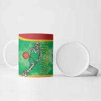 Lithuania Tie Dye Basketball Custom Ceramic Mug Lietuva Skeleton Green - Wonder Print Shop