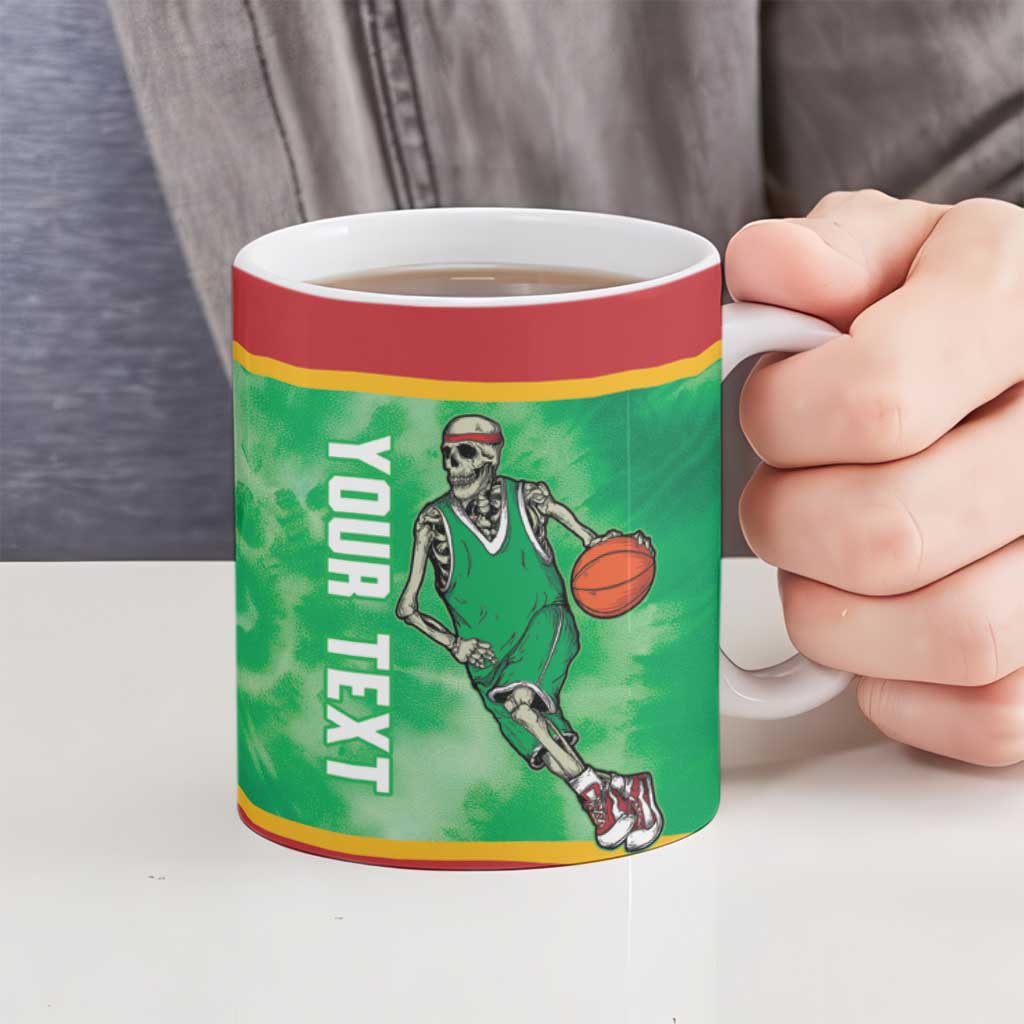 Lithuania Tie Dye Basketball Custom Ceramic Mug Lietuva Skeleton Green - Wonder Print Shop
