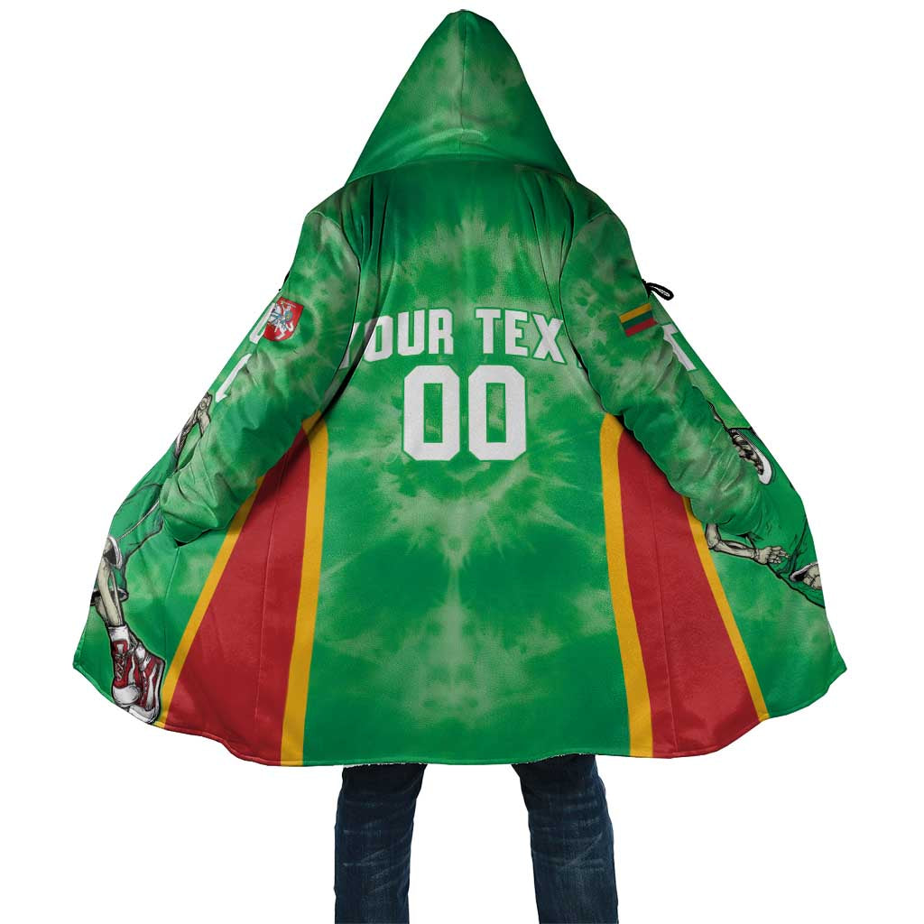 Lithuania Tie Dye Basketball Custom Cloak Lietuva Skeleton Green - Wonder Print Shop