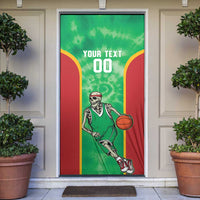 Lithuania Tie Dye Basketball Custom Door Cover Lietuva Skeleton Green - Wonder Print Shop
