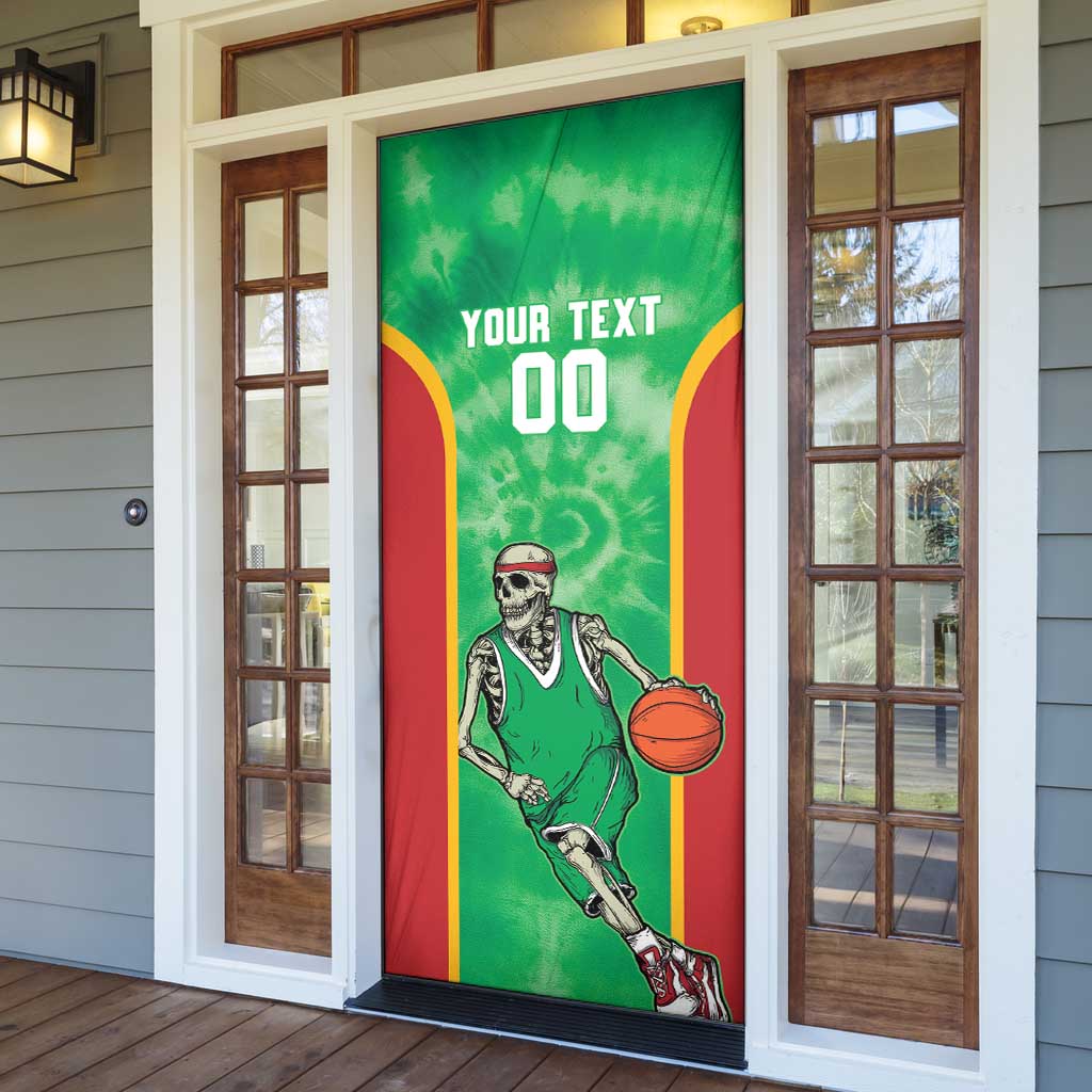 Lithuania Tie Dye Basketball Custom Door Cover Lietuva Skeleton Green - Wonder Print Shop