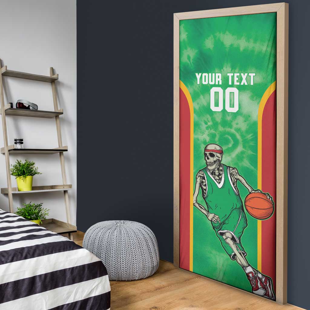 Lithuania Tie Dye Basketball Custom Door Cover Lietuva Skeleton Green - Wonder Print Shop
