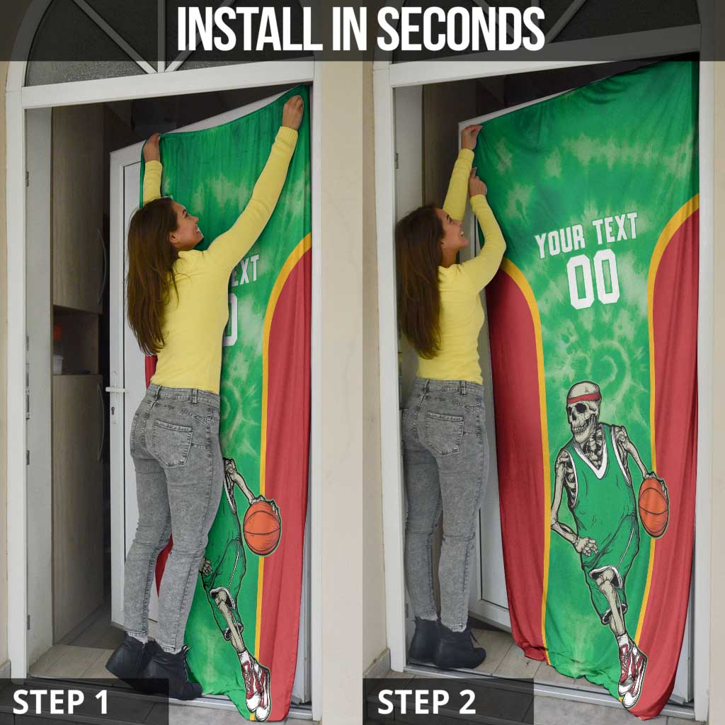 Lithuania Tie Dye Basketball Custom Door Cover Lietuva Skeleton Green - Wonder Print Shop