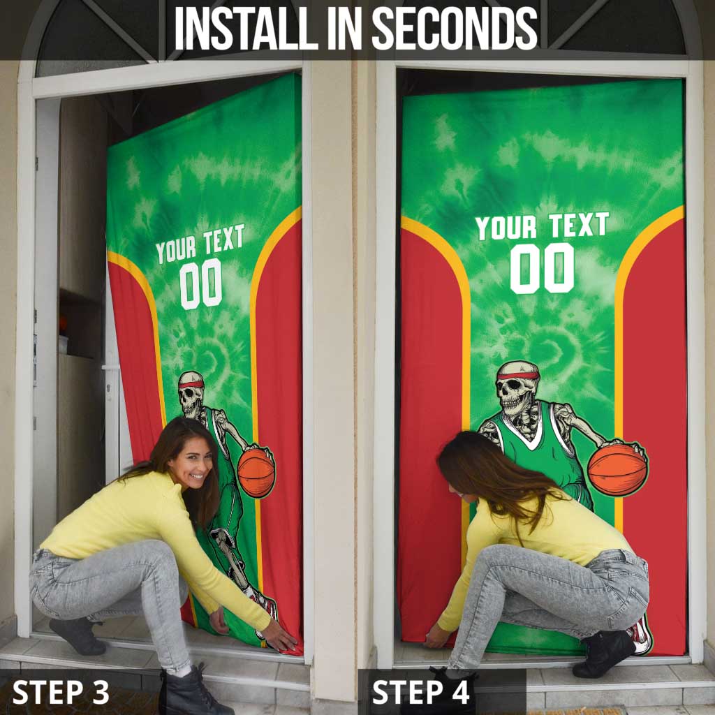 Lithuania Tie Dye Basketball Custom Door Cover Lietuva Skeleton Green - Wonder Print Shop