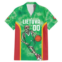 Lithuania Tie Dye Basketball Custom Family Matching Mermaid Dress and Hawaiian Shirt Lietuva Skeleton Green - Wonder Print Shop