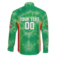 Lithuania Tie Dye Basketball Custom Family Matching Mermaid Dress and Hawaiian Shirt Lietuva Skeleton Green - Wonder Print Shop