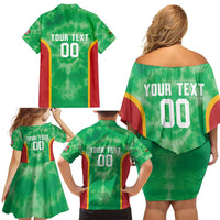 Lithuania Tie Dye Basketball Custom Family Matching Off Shoulder Short Dress and Hawaiian Shirt Lietuva Skeleton Green - Wonder Print Shop