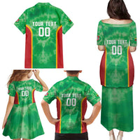 Lithuania Tie Dye Basketball Custom Family Matching Puletasi and Hawaiian Shirt Lietuva Skeleton Green - Wonder Print Shop