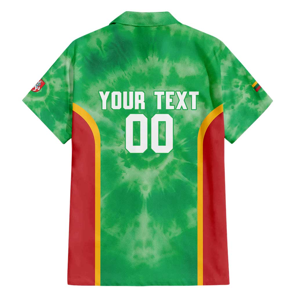 Lithuania Tie Dye Basketball Custom Family Matching Summer Maxi Dress and Hawaiian Shirt Lietuva Skeleton Green - Wonder Print Shop