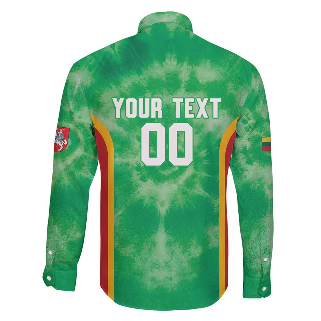 Lithuania Tie Dye Basketball Custom Family Matching Tank Maxi Dress and Hawaiian Shirt Lietuva Skeleton Green - Wonder Print Shop