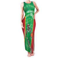 Lithuania Tie Dye Basketball Custom Family Matching Tank Maxi Dress and Hawaiian Shirt Lietuva Skeleton Green - Wonder Print Shop