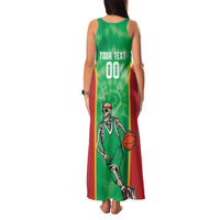 Lithuania Tie Dye Basketball Custom Family Matching Tank Maxi Dress and Hawaiian Shirt Lietuva Skeleton Green - Wonder Print Shop