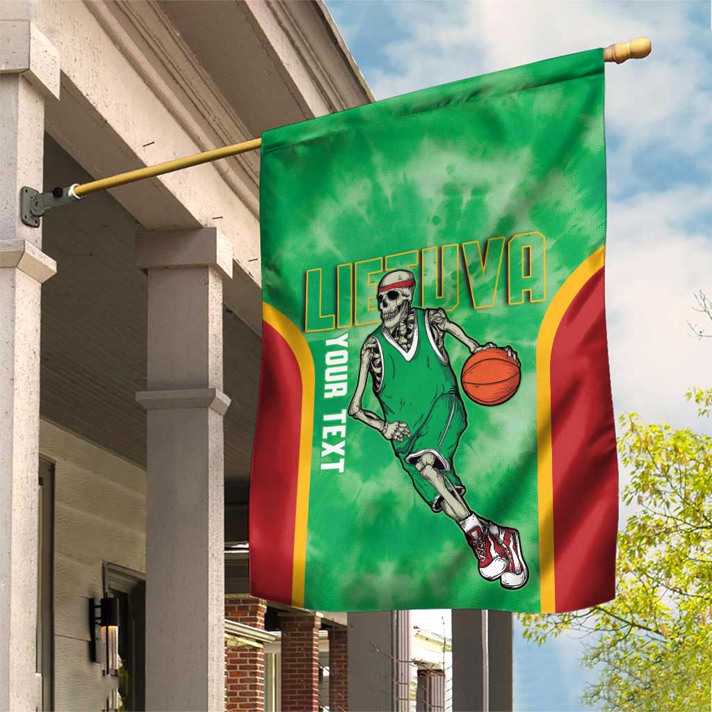 Lithuania Tie Dye Basketball Custom Garden Flag Lietuva Skeleton Green - Wonder Print Shop