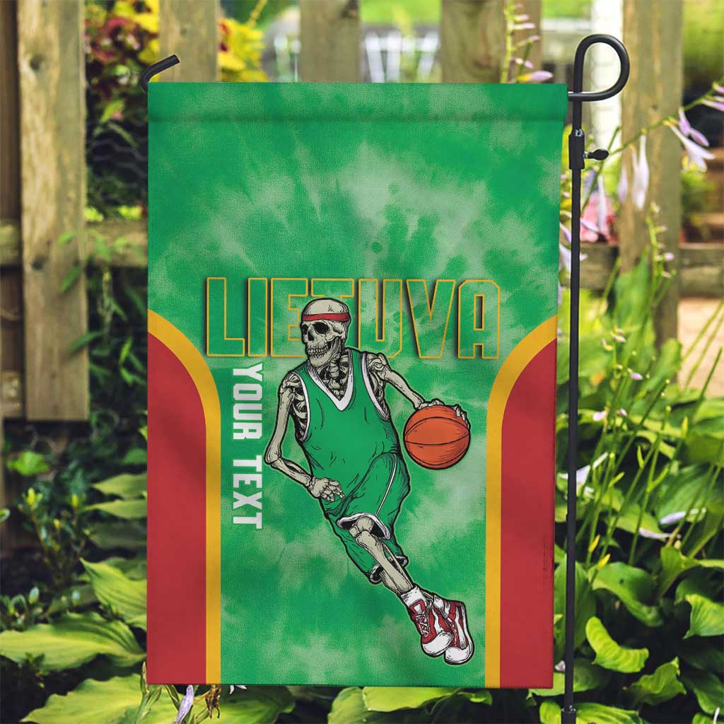 Lithuania Tie Dye Basketball Custom Garden Flag Lietuva Skeleton Green - Wonder Print Shop