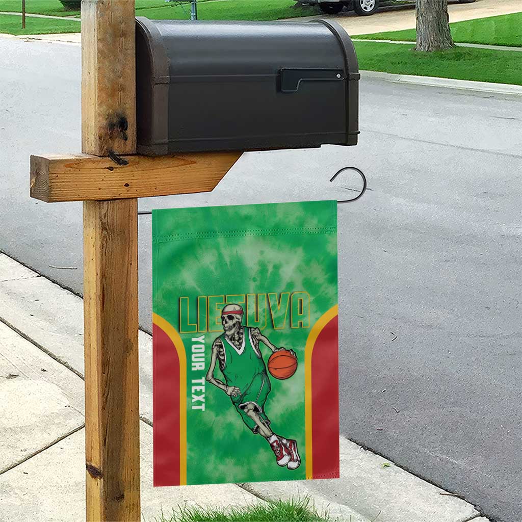 Lithuania Tie Dye Basketball Custom Garden Flag Lietuva Skeleton Green - Wonder Print Shop