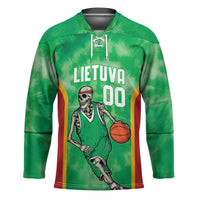 Lithuania Tie Dye Basketball Custom Hockey Jersey Lietuva Skeleton Green - Wonder Print Shop