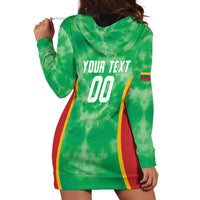 Lithuania Tie Dye Basketball Custom Hoodie Dress Lietuva Skeleton Green - Wonder Print Shop
