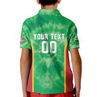 Lithuania Tie Dye Basketball Custom Kid Polo Shirt Lietuva Skeleton Green - Wonder Print Shop