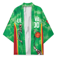 Lithuania Tie Dye Basketball Custom Kimono Lietuva Skeleton Green - Wonder Print Shop