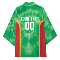Lithuania Tie Dye Basketball Custom Kimono Lietuva Skeleton Green - Wonder Print Shop