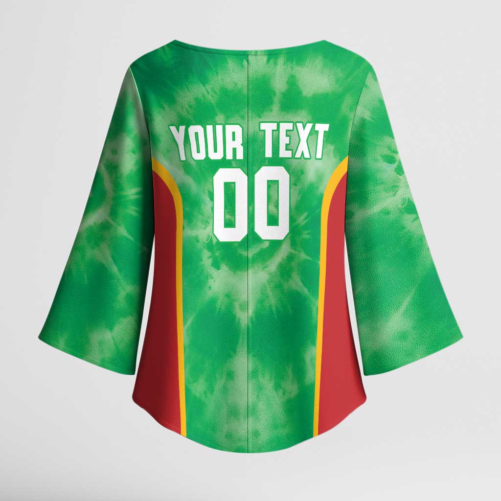 Lithuania Tie Dye Basketball Custom Kimono Sleeve Blouse Lietuva Skeleton Green - Wonder Print Shop