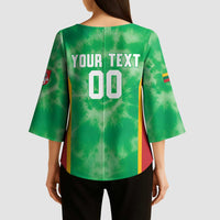 Lithuania Tie Dye Basketball Custom Kimono Sleeve Blouse Lietuva Skeleton Green - Wonder Print Shop