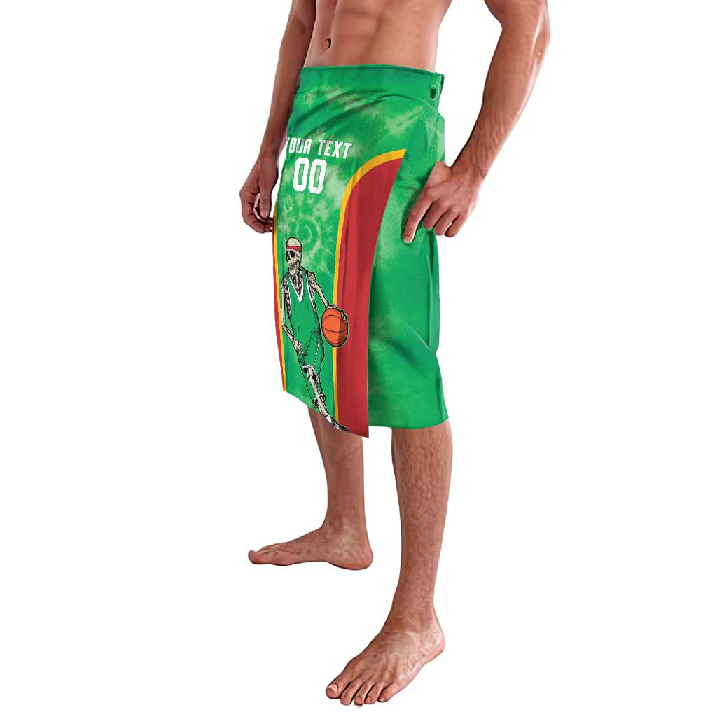 Lithuania Tie Dye Basketball Custom Lavalava Lietuva Skeleton Green - Wonder Print Shop