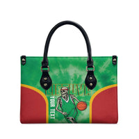 Lithuania Tie Dye Basketball Custom Leather Bag Lietuva Skeleton Green - Wonder Print Shop