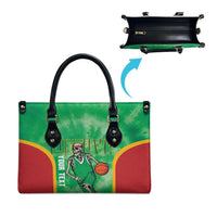 Lithuania Tie Dye Basketball Custom Leather Bag Lietuva Skeleton Green - Wonder Print Shop