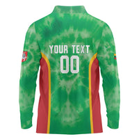 Lithuania Tie Dye Basketball Custom Long Sleeve Polo Shirt Lietuva Skeleton Green - Wonder Print Shop