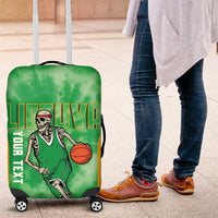 Lithuania Tie Dye Basketball Custom Luggage Cover Lietuva Skeleton Green - Wonder Print Shop