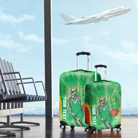Lithuania Tie Dye Basketball Custom Luggage Cover Lietuva Skeleton Green - Wonder Print Shop