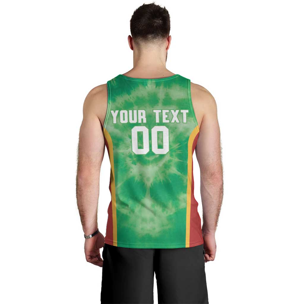 Lithuania Tie Dye Basketball Custom Men Tank Top Lietuva Skeleton Green - Wonder Print Shop