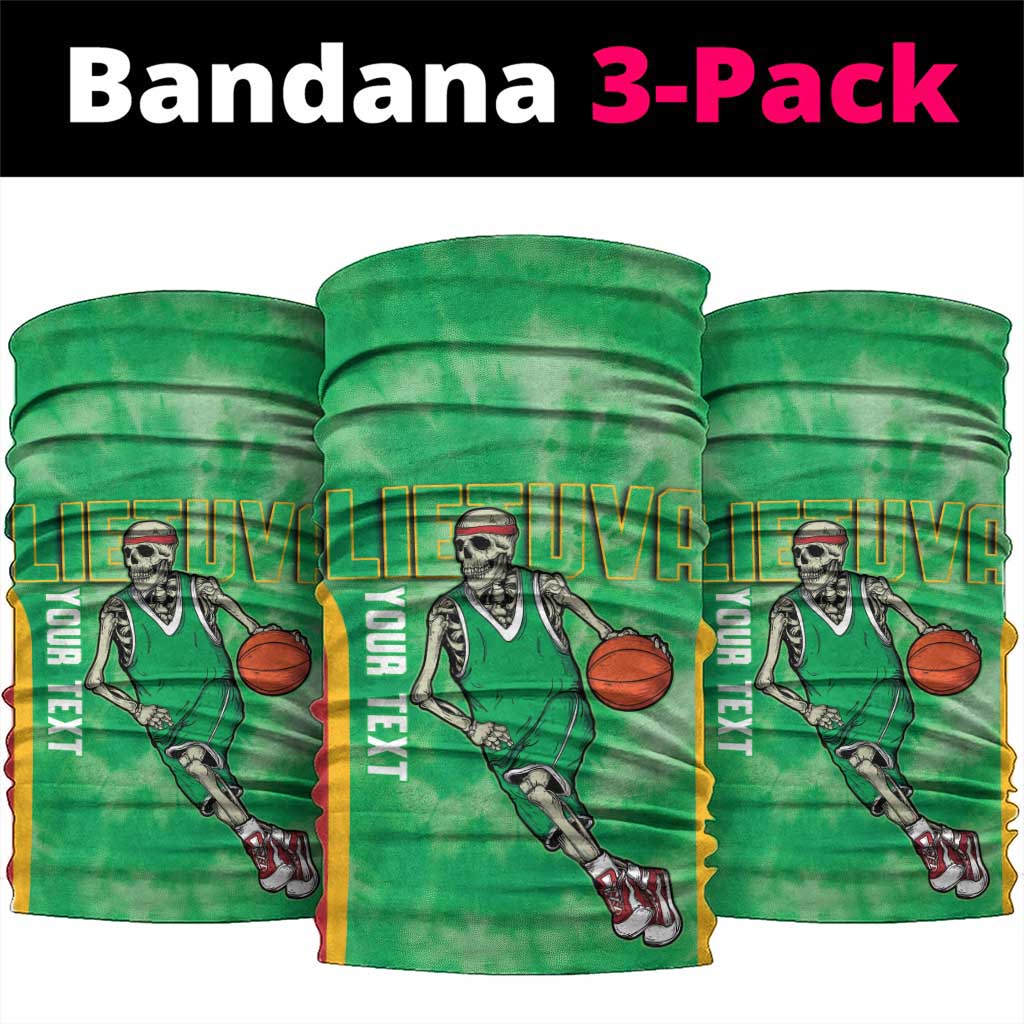 Lithuania Tie Dye Basketball Custom Neck Gaiter Lietuva Skeleton Green LT14