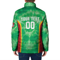 Lithuania Tie Dye Basketball Custom Padded Jacket Lietuva Skeleton Green - Wonder Print Shop
