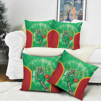 Lithuania Tie Dye Basketball Custom Pillow Cover Lietuva Skeleton Green - Wonder Print Shop