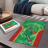 Lithuania Tie Dye Basketball Custom Puzzle Lietuva Skeleton Green - Wonder Print Shop