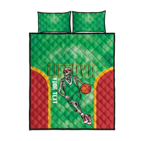 Lithuania Tie Dye Basketball Custom Quilt Bed Set Lietuva Skeleton Green - Wonder Print Shop