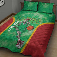 Lithuania Tie Dye Basketball Custom Quilt Bed Set Lietuva Skeleton Green - Wonder Print Shop