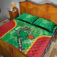 Lithuania Tie Dye Basketball Custom Quilt Bed Set Lietuva Skeleton Green - Wonder Print Shop